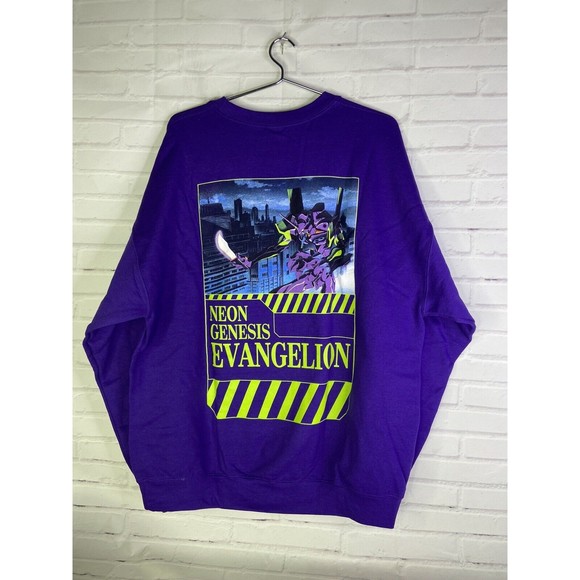 Evangelion Neon Genesis EVA 1 Anime Pullover Crew Sweatshirt Purple Mens 2XL - Picture 3 of 11